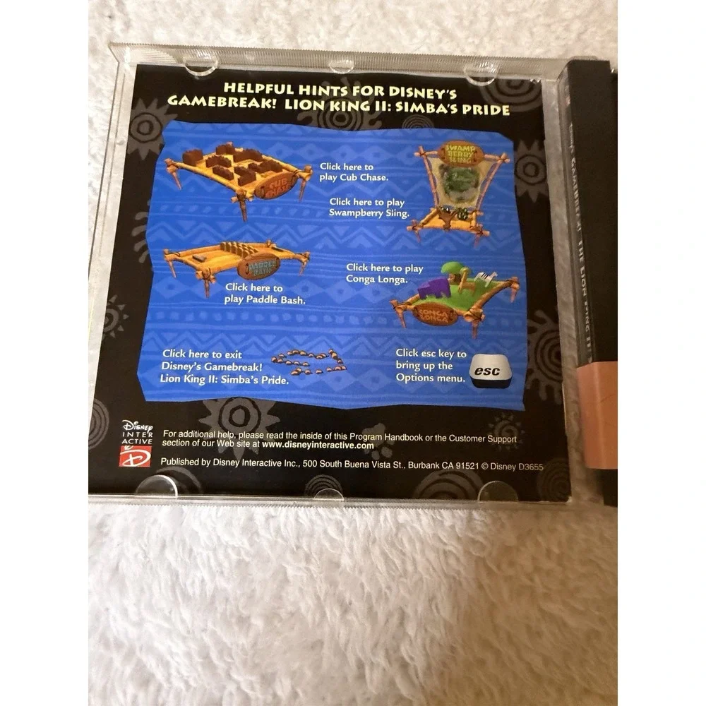 Disney's The Lion King II: Simba's Pride Game Break PC CD ROM Program Handbook